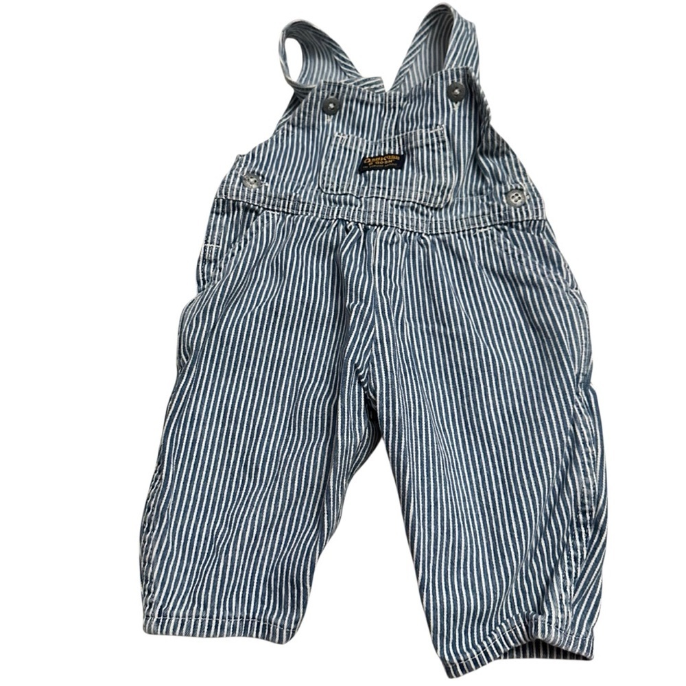 Blue and White Striped Overalls